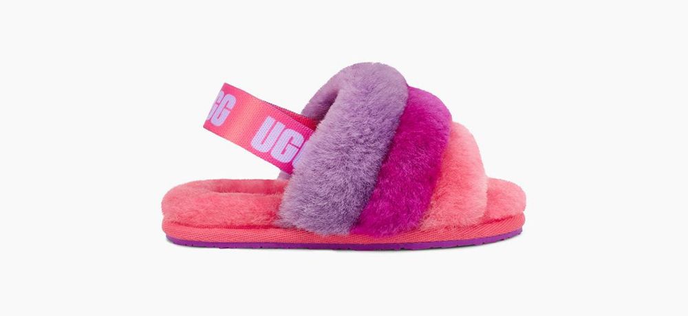 Ugg Slippers Canada - Ugg Kids' Fluff Yeah Toddler Pink / Purple Rainbow